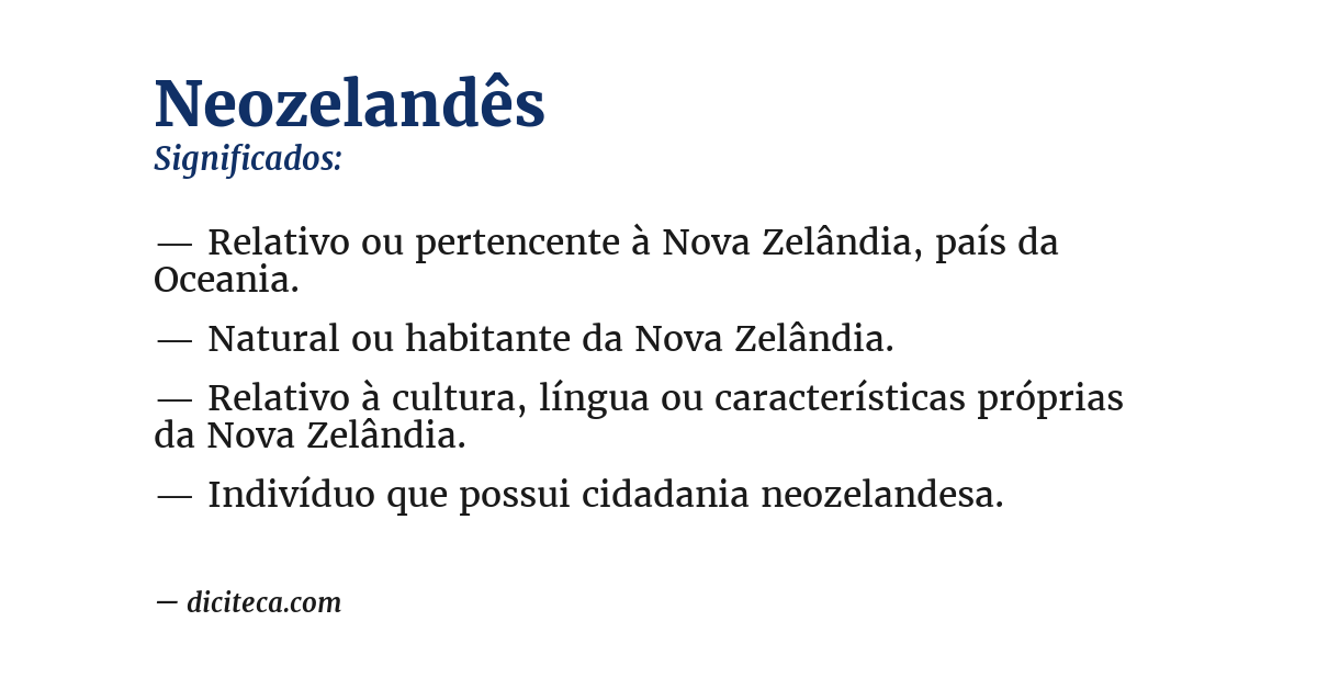 Significado de neozelandês