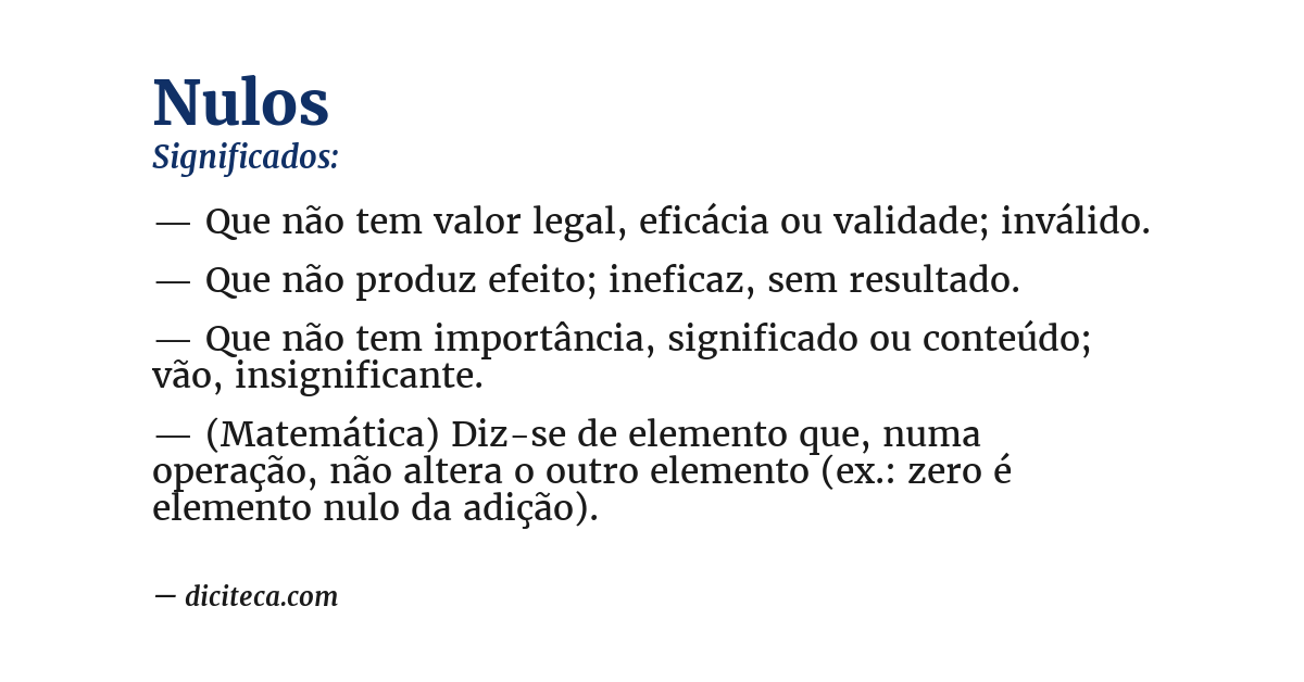 Significado de nulos