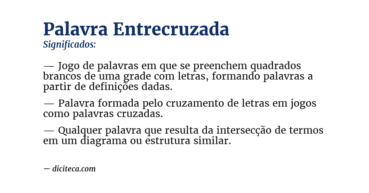 Significado de palavra entrecruzada