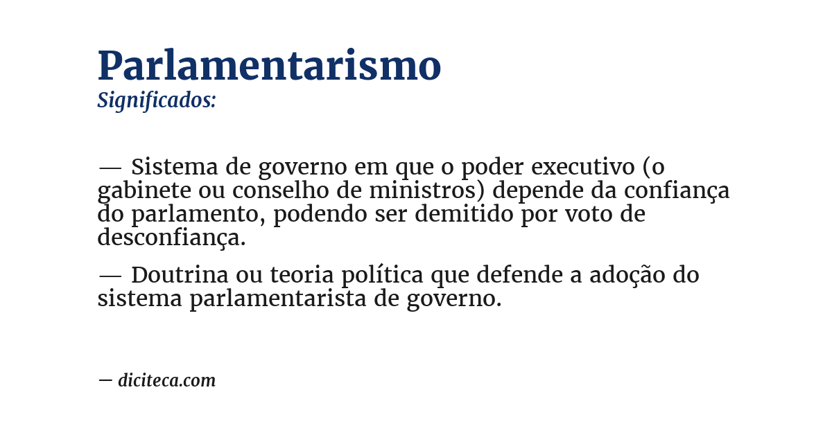 Significado de parlamentarismo