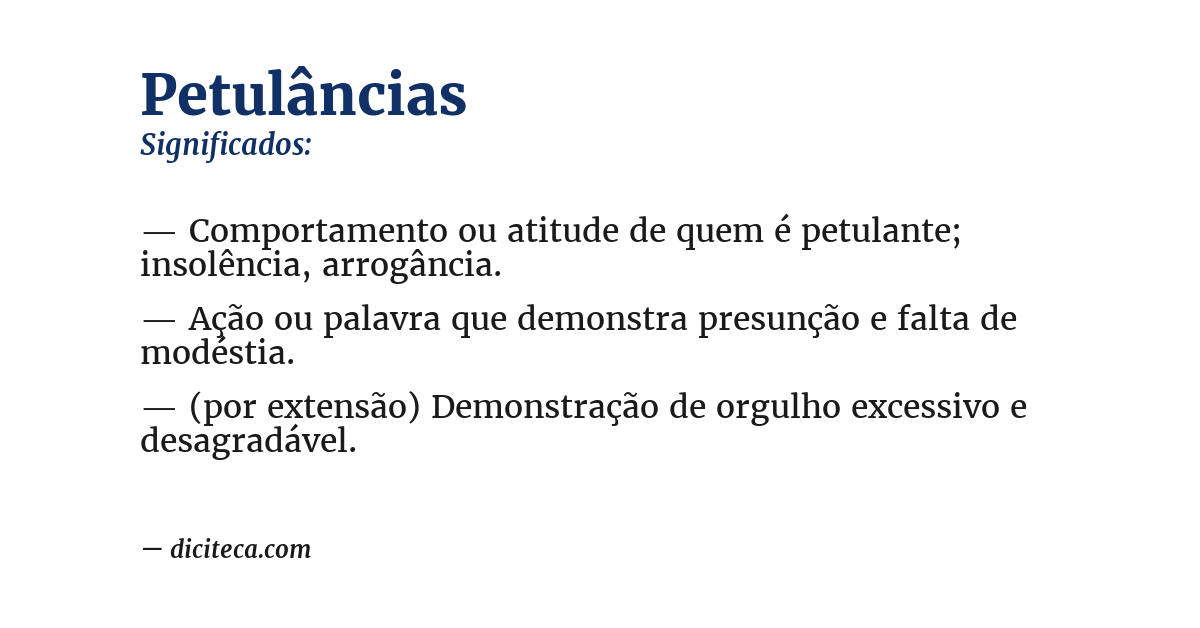 Significado de petulâncias