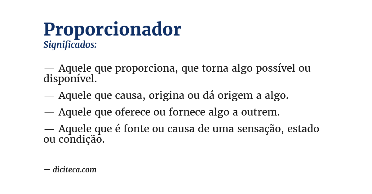 Significado de proporcionador