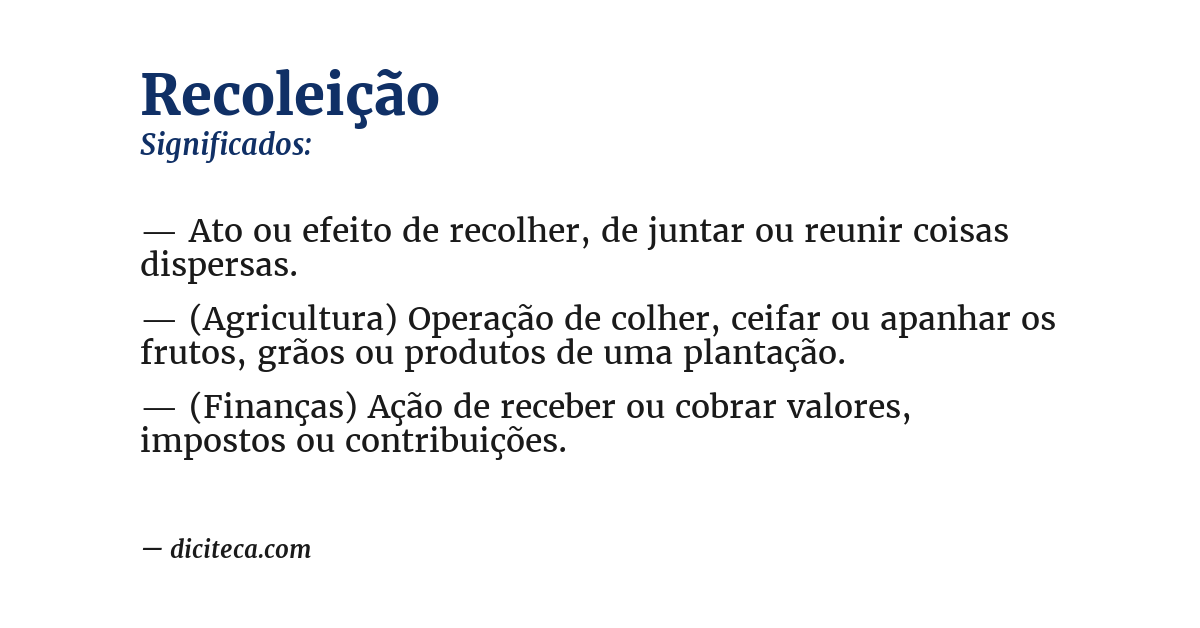 Significado de recoleição