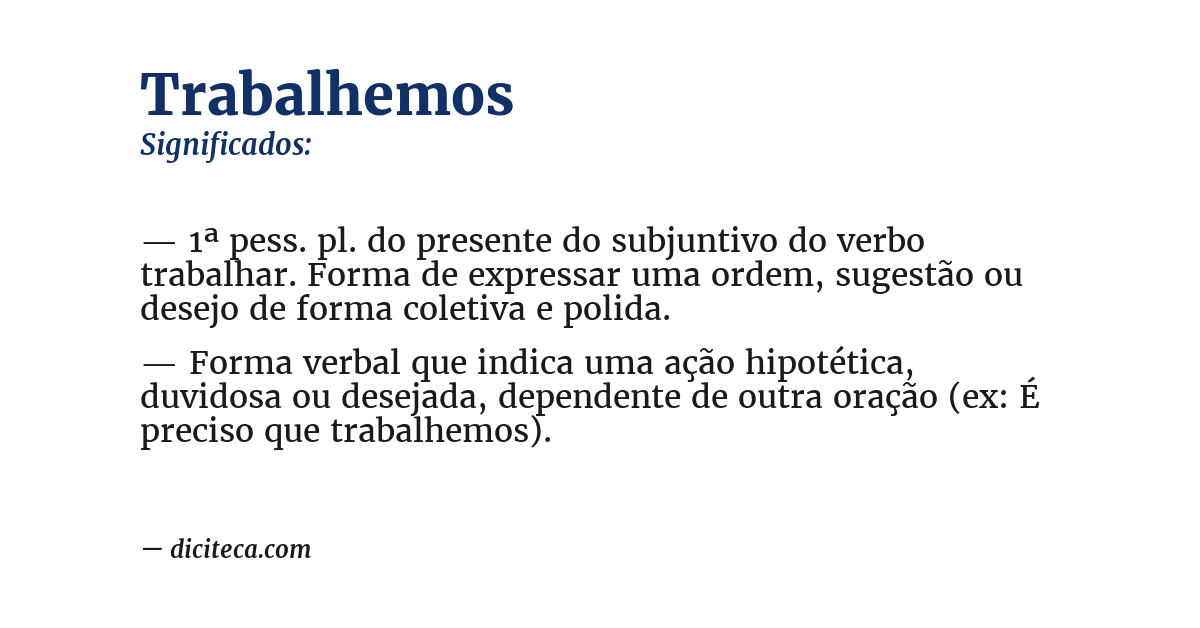 Significado de trabalhemos