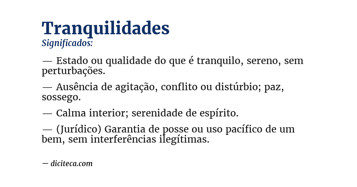 Significado de tranquilidades