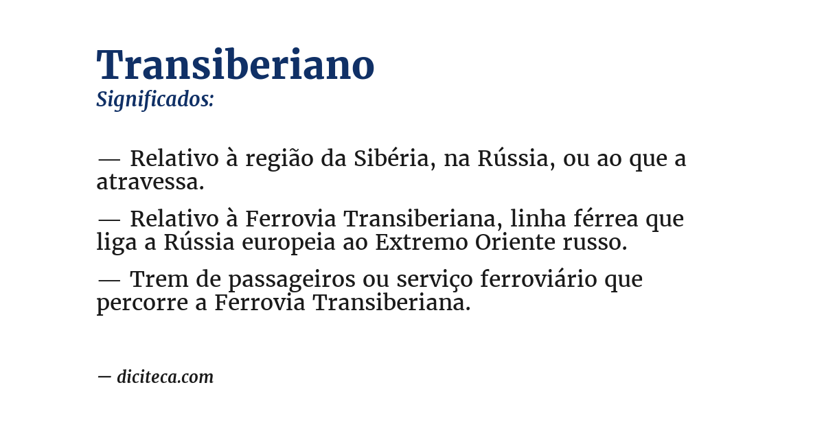 Significado de transiberiano