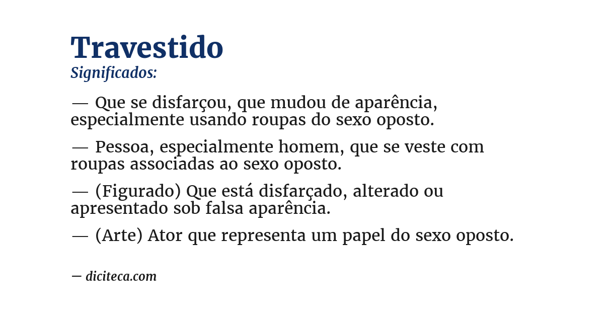 Significado de travestido