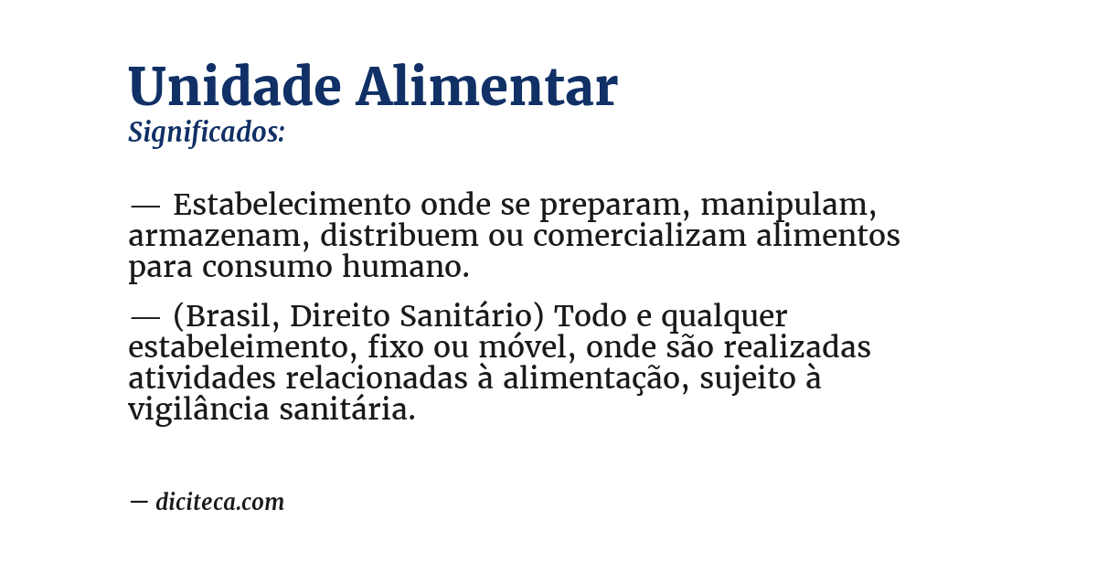 Significado de unidade alimentar
