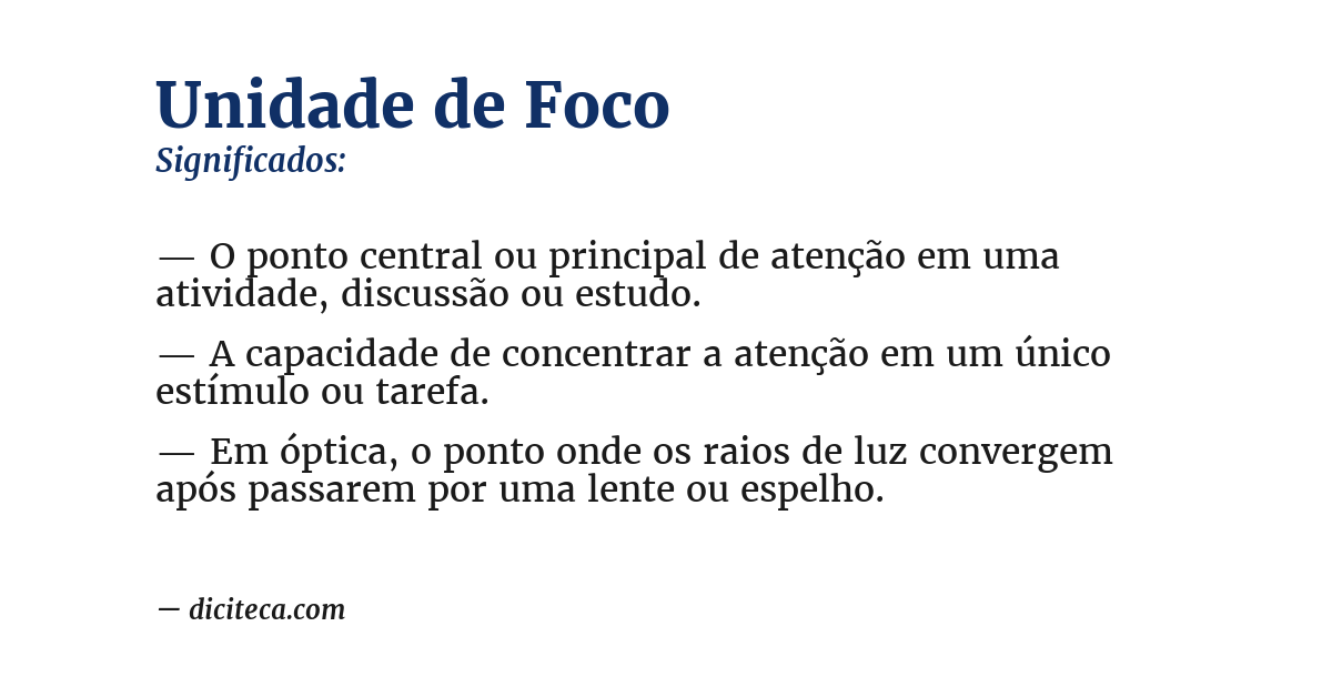 Significado de unidade de foco