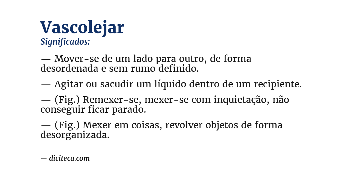 Significado de vascolejar