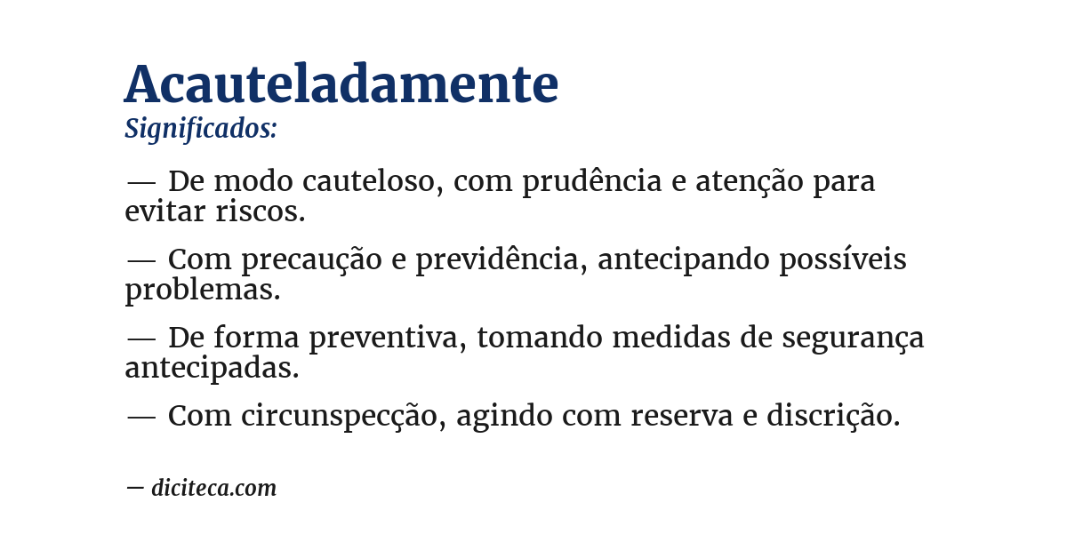 Significado de acauteladamente