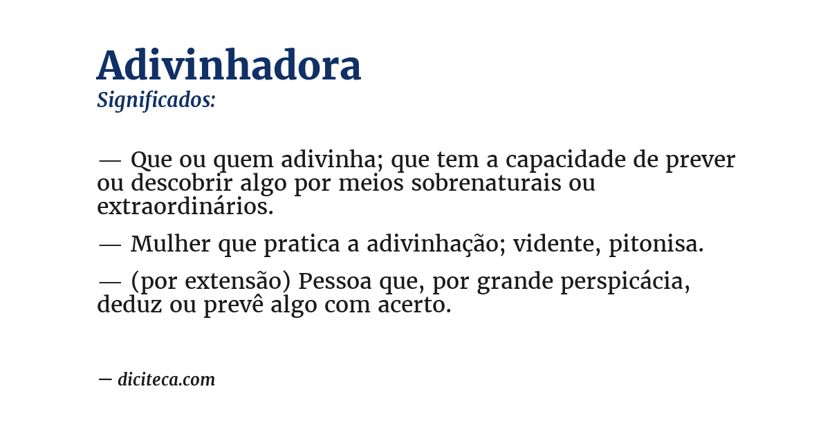 Significado de adivinhadora