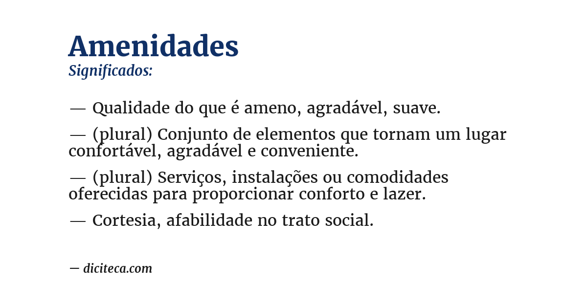 Significado de amenidades