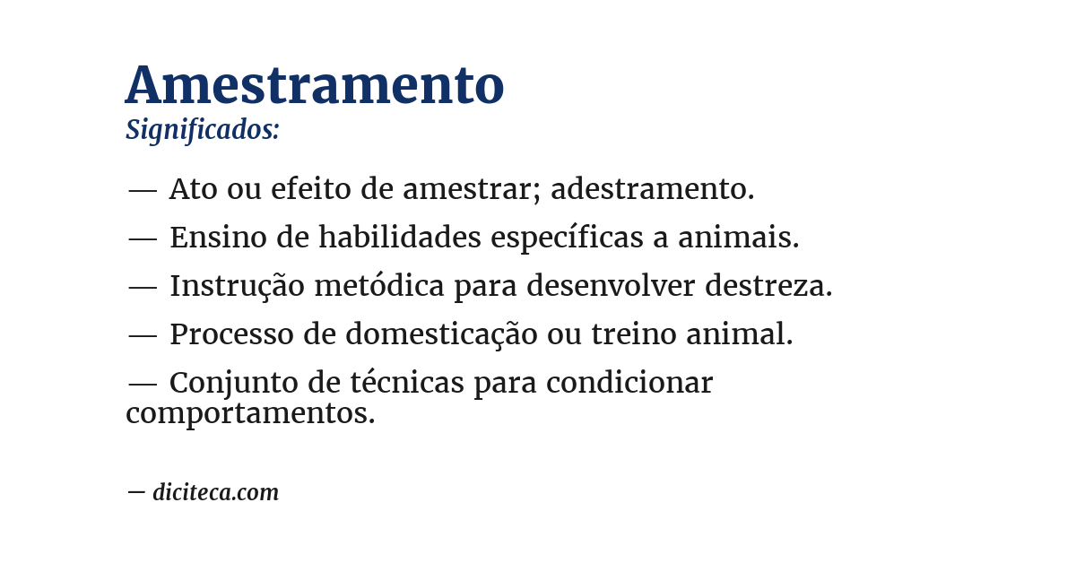 Significado de amestramento