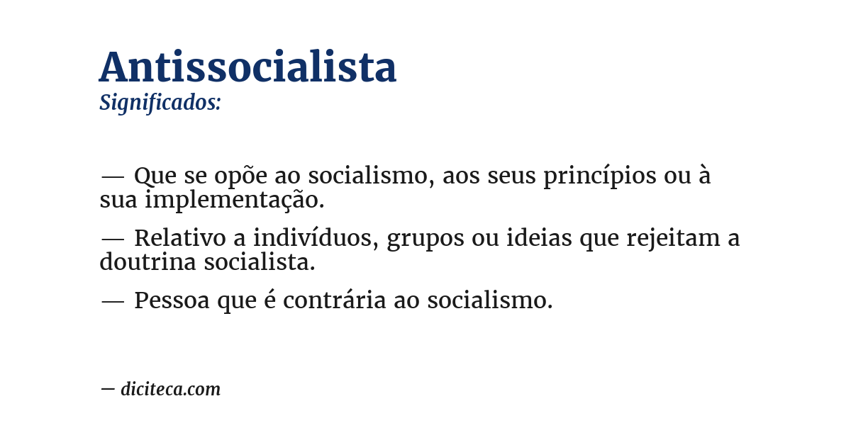 Significado de antissocialista