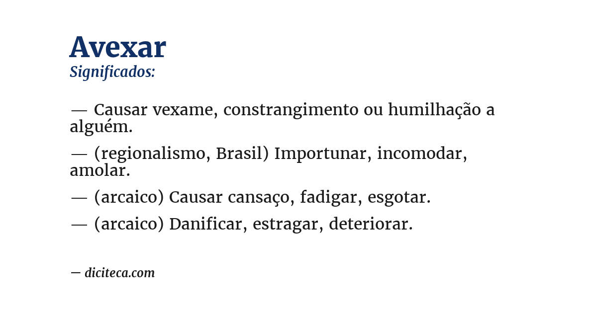 Significado de avexar