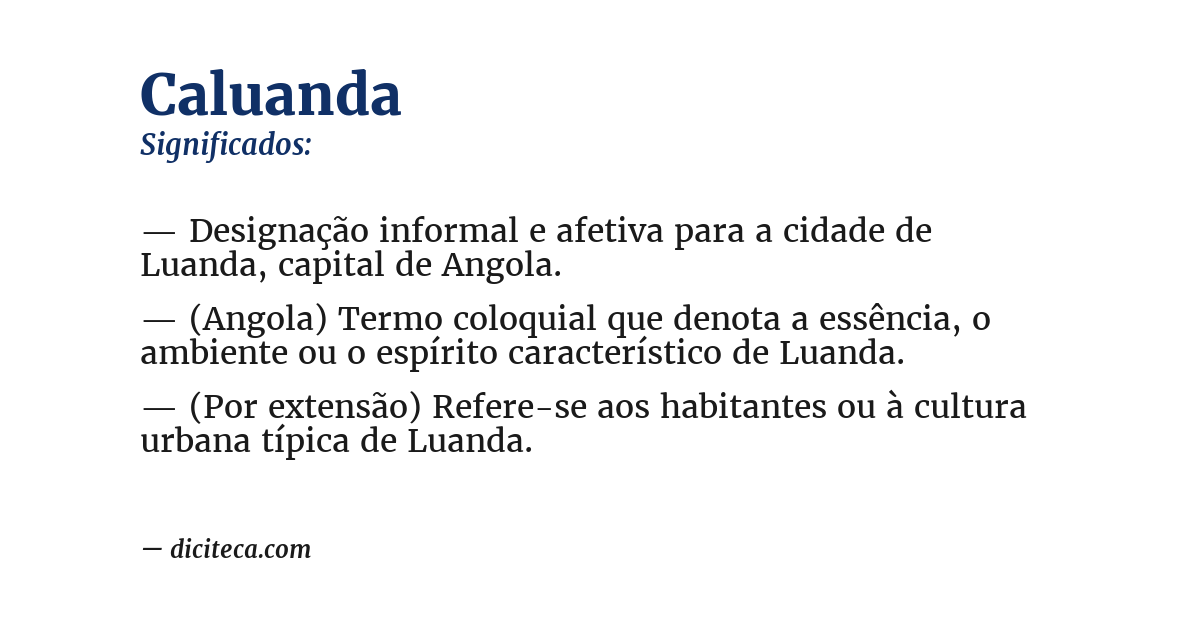 Significado de caluanda
