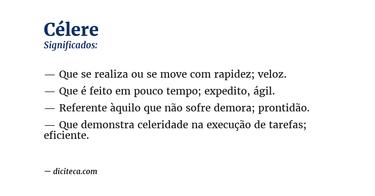 Significado de célere