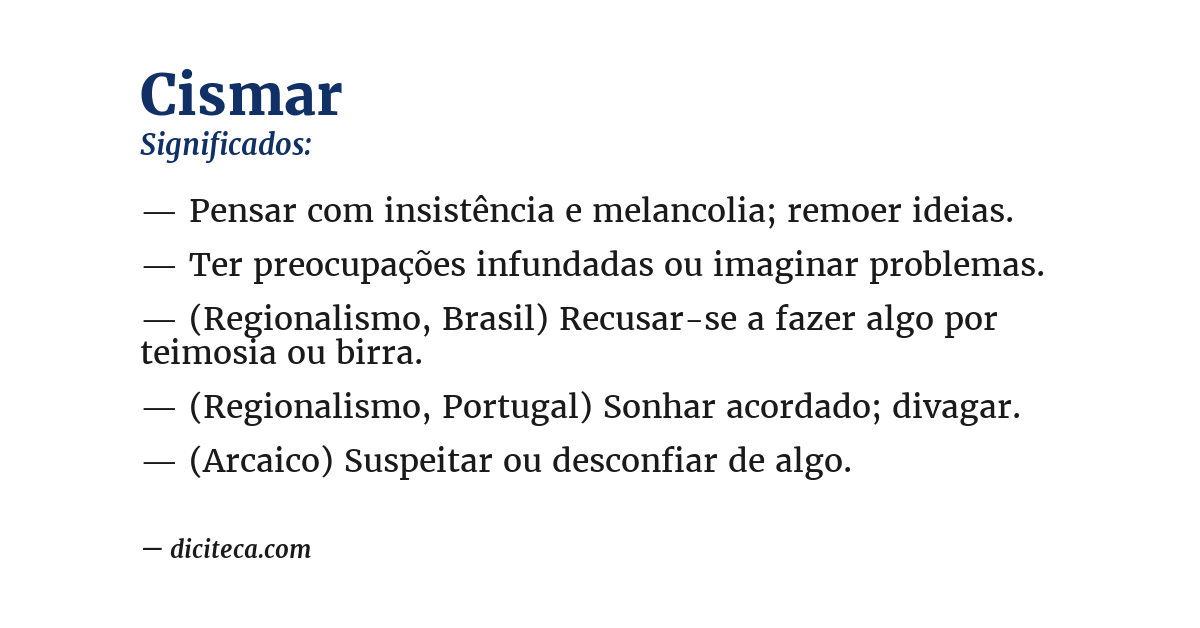 Significado de cismar