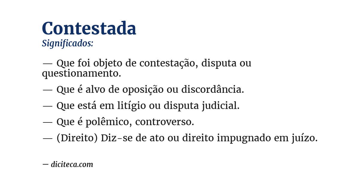 Significado de contestada