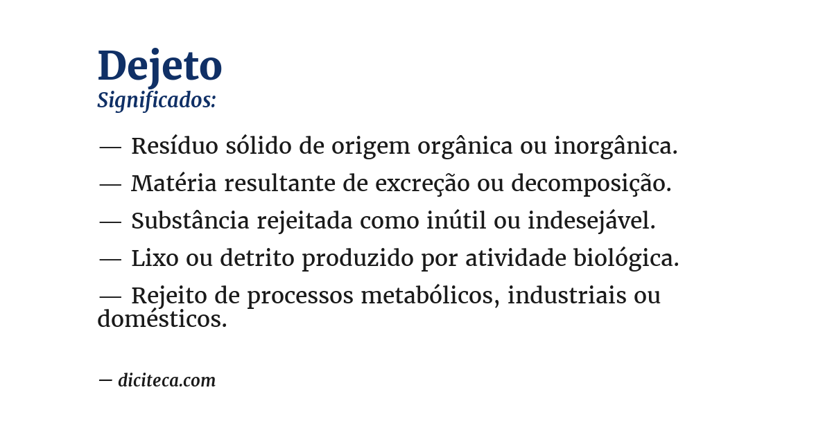 Significado de dejeto