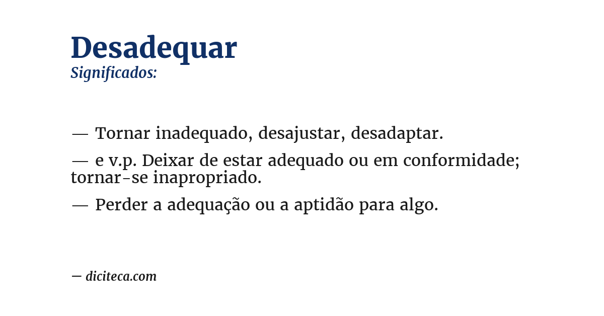 Significado de desadequar