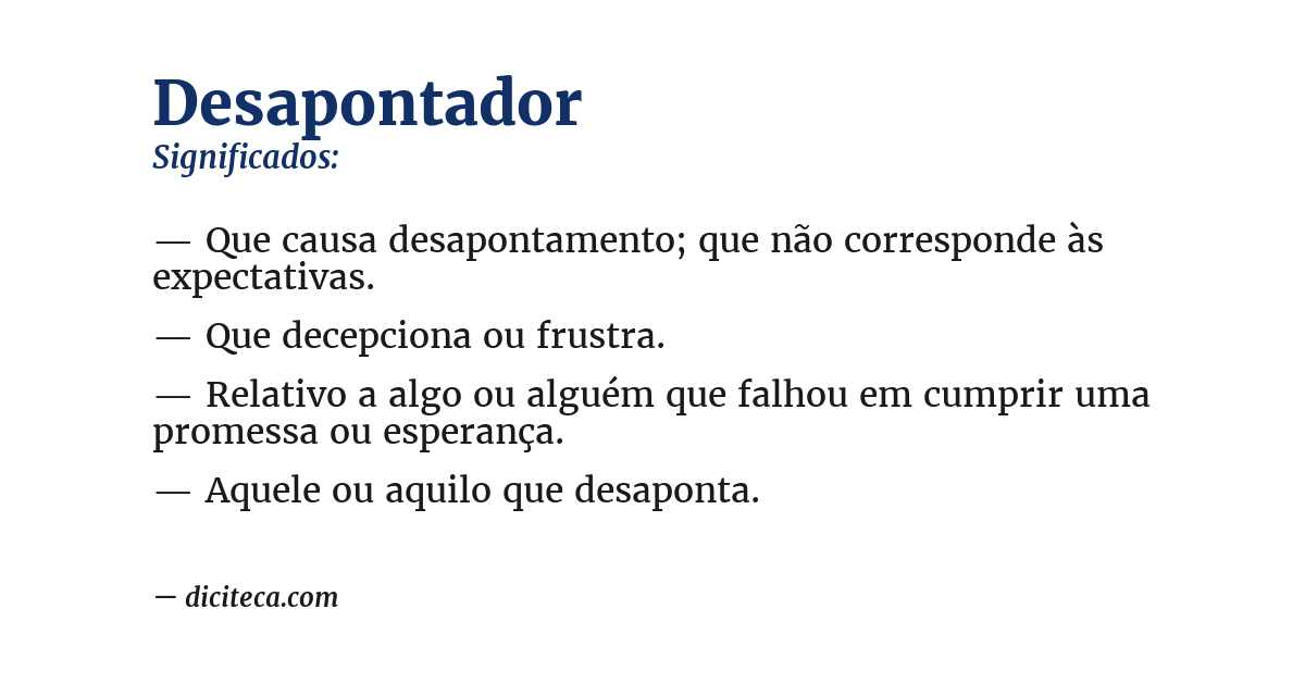 Significado de desapontador