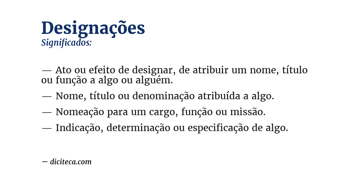 Significado de designações