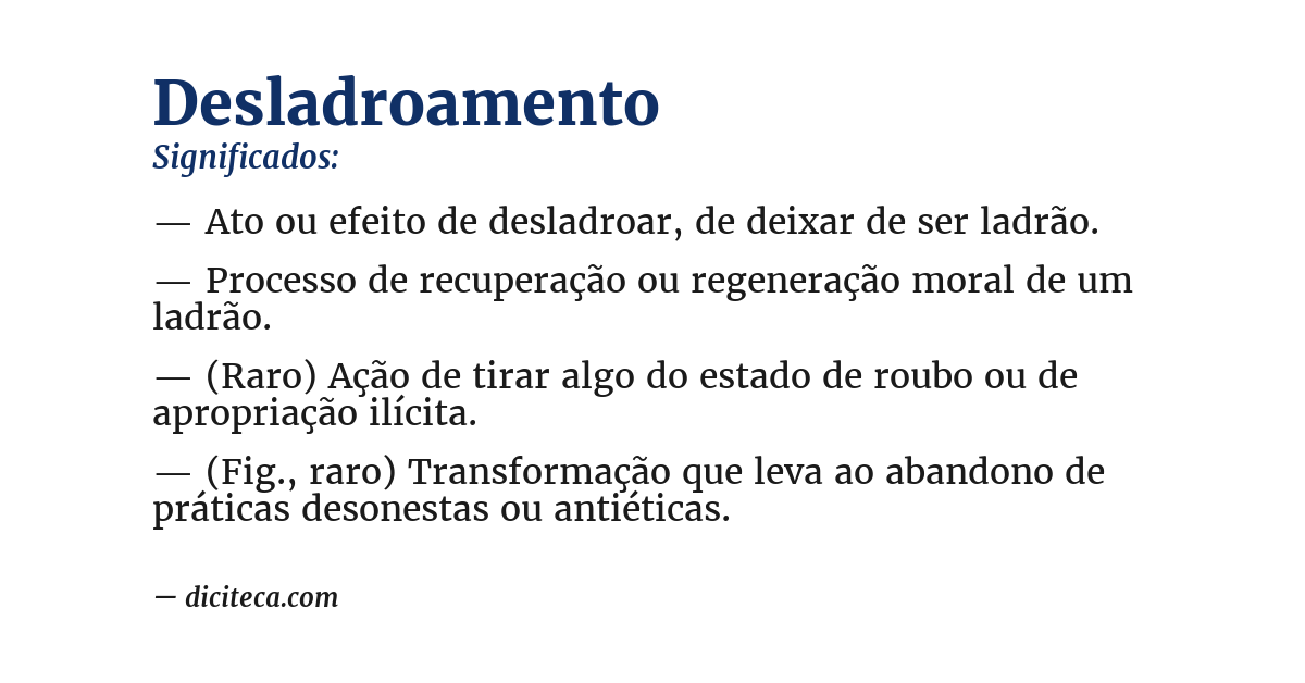Significado de desladroamento
