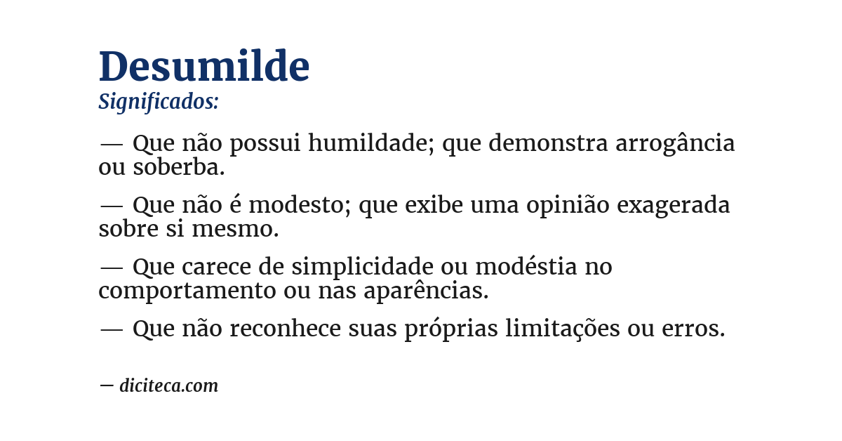 Significado de desumilde
