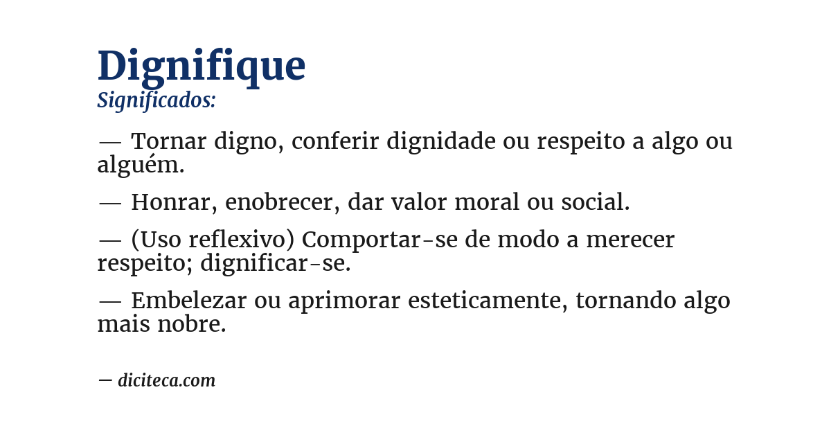 Significado de dignifique