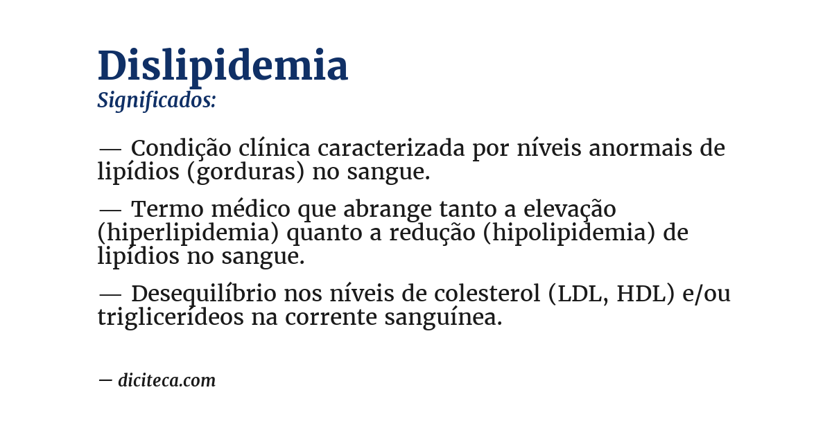 Significado de dislipidemia