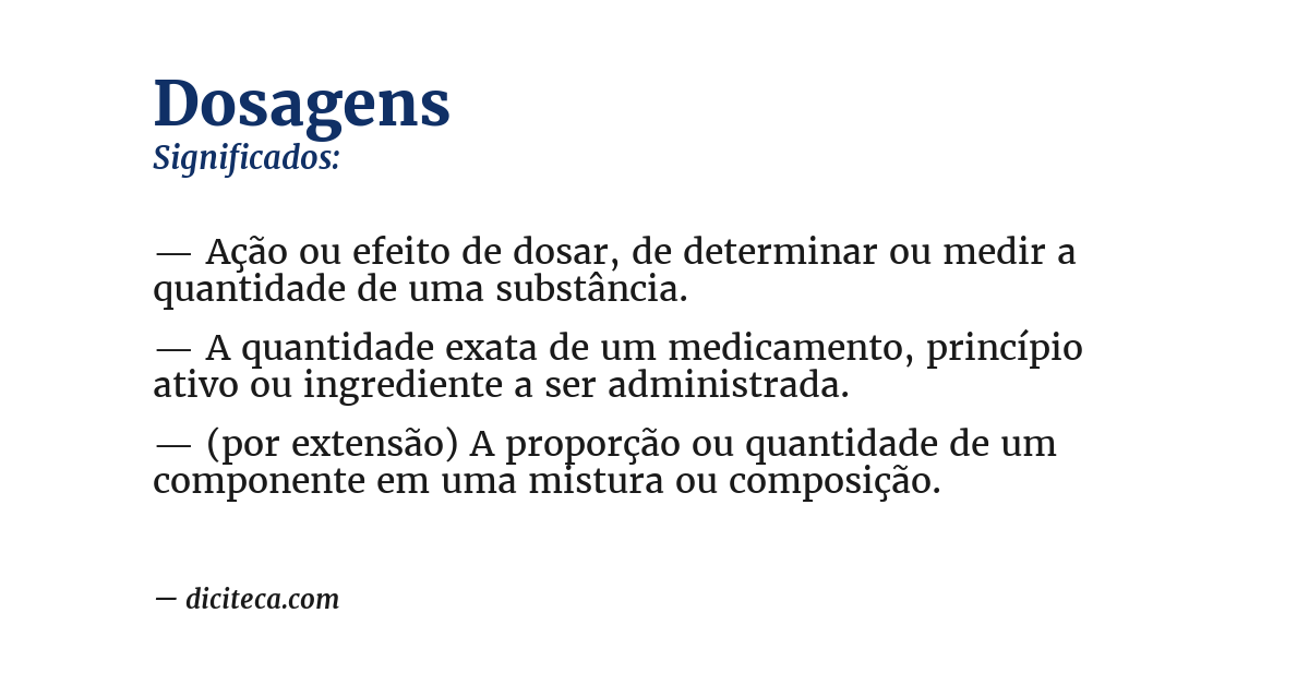Significado de dosagens
