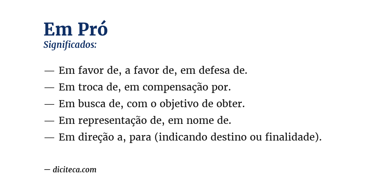 Significado de em pró