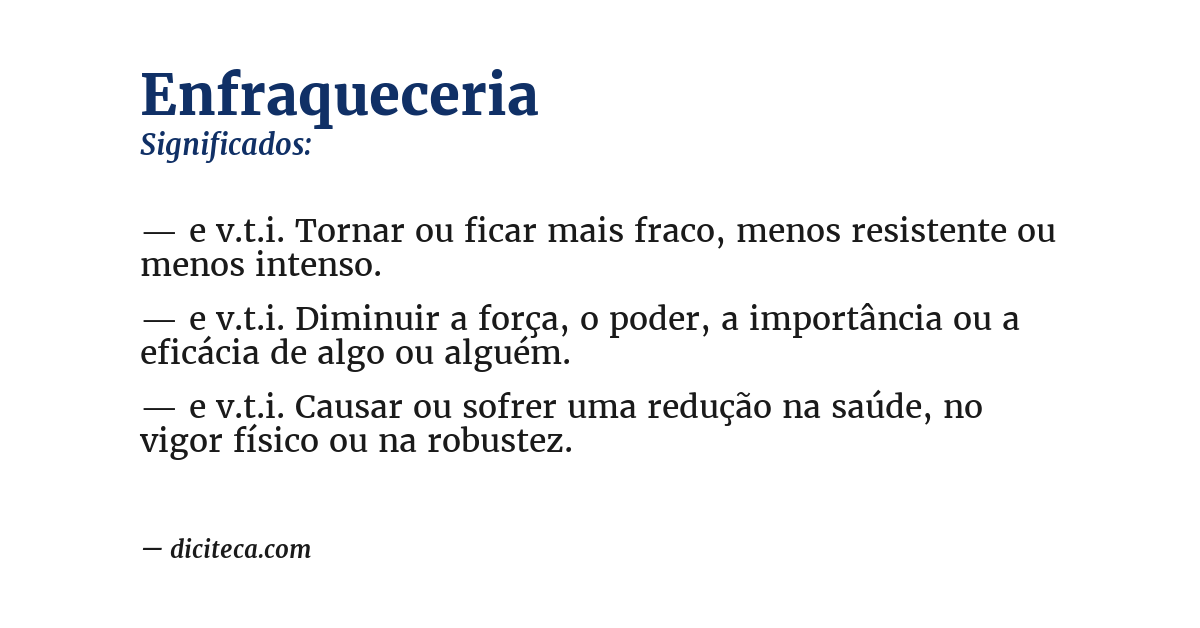 Significado de enfraqueceria