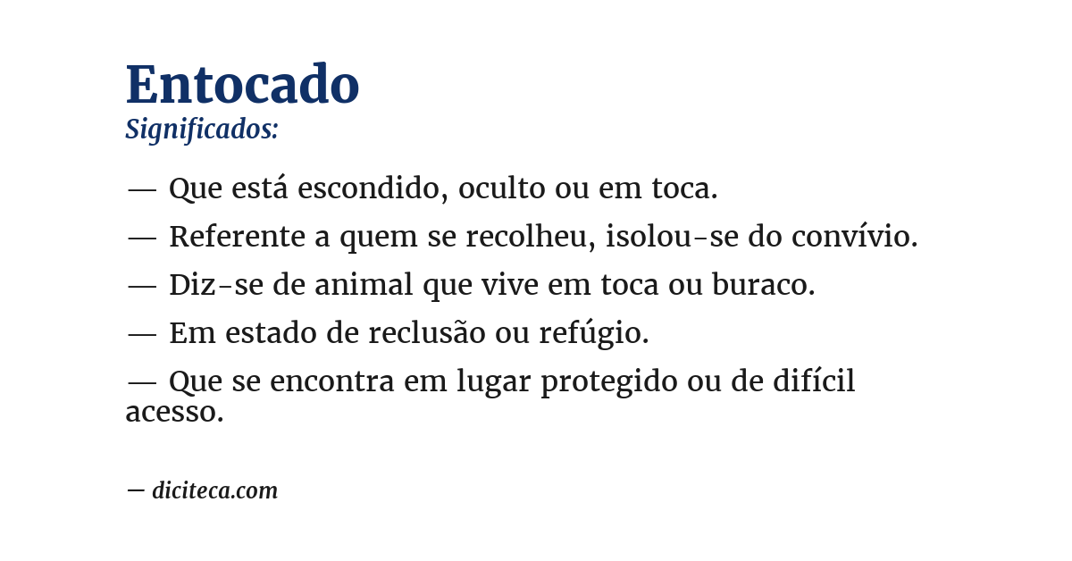Significado de entocado
