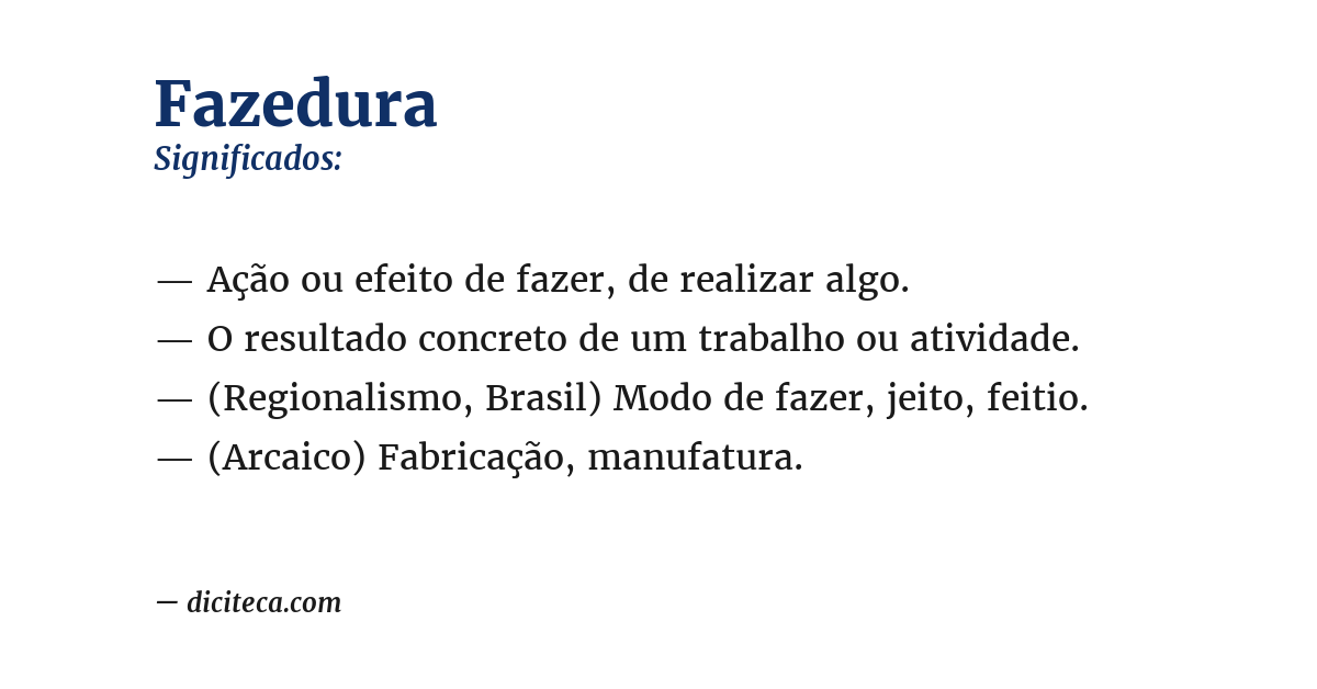 Significado de fazedura