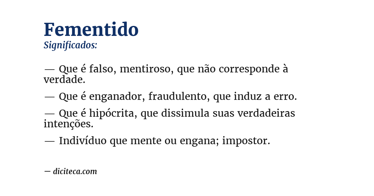 Significado de fementido