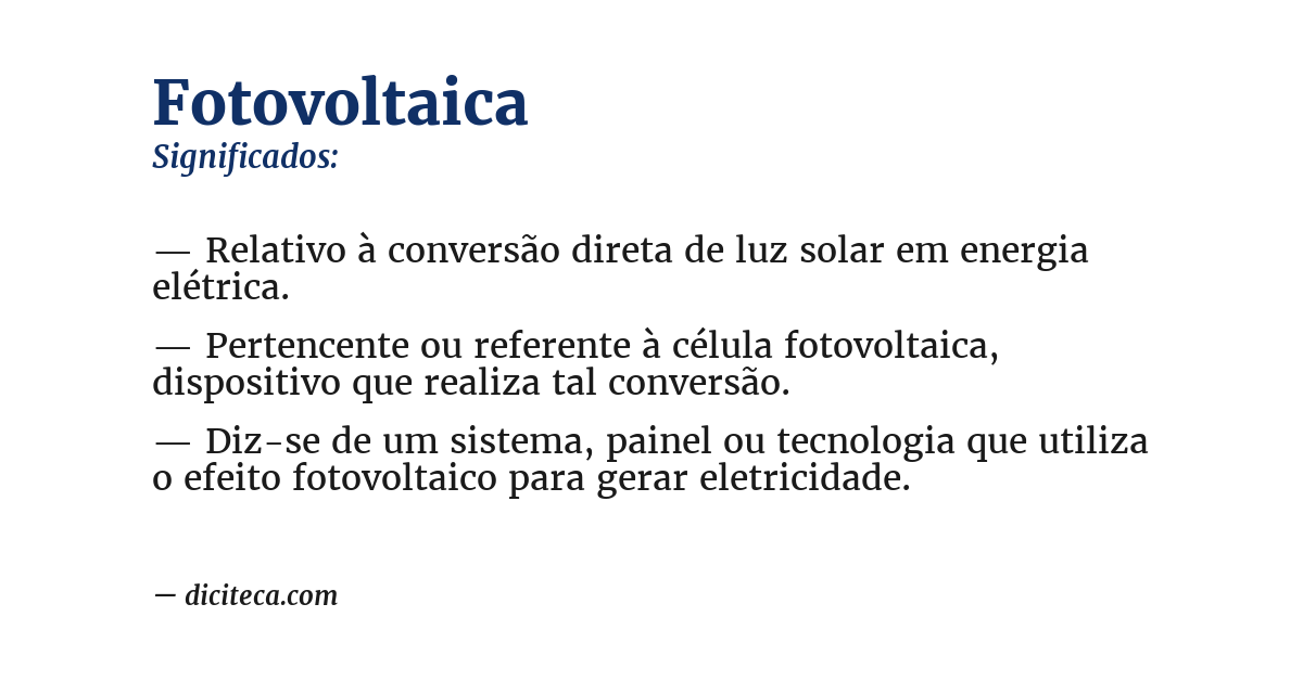 Significado de fotovoltaica