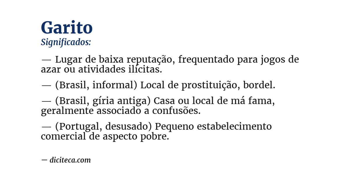 Significado de garito