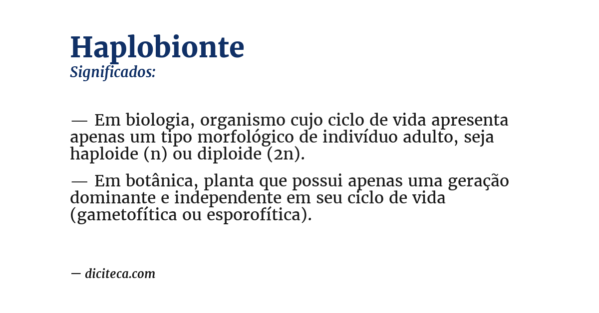 Significado de haplobionte
