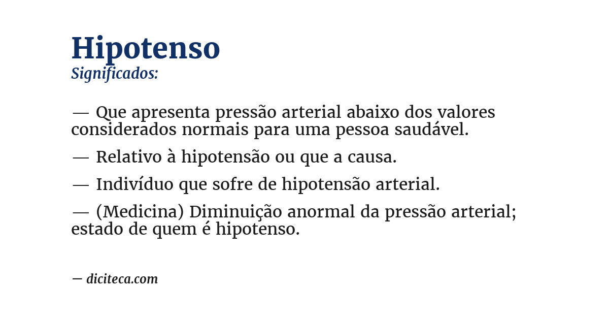 Significado de hipotenso