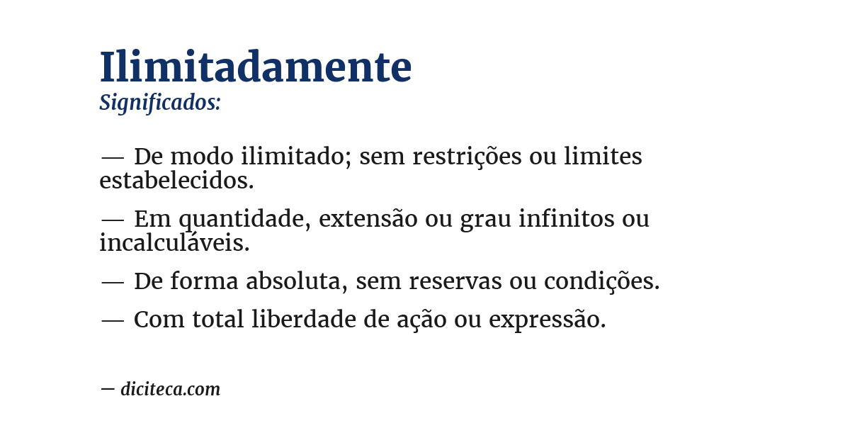 Significado de ilimitadamente