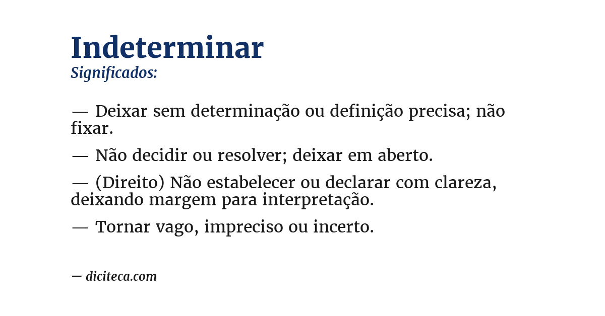 Significado de indeterminar