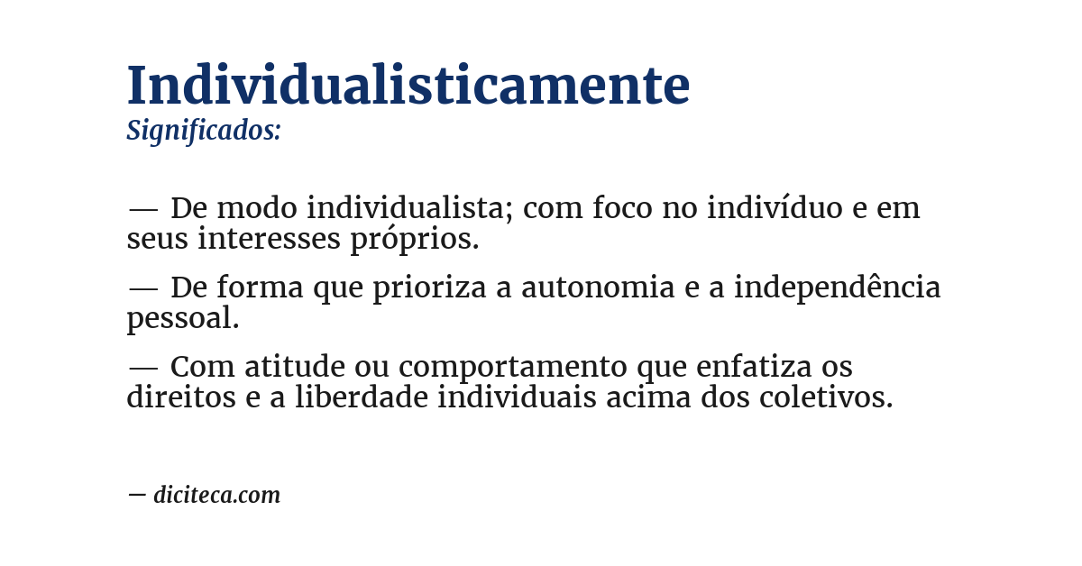 Significado de individualisticamente