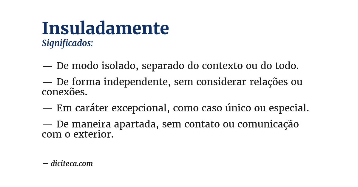 Significado de insuladamente