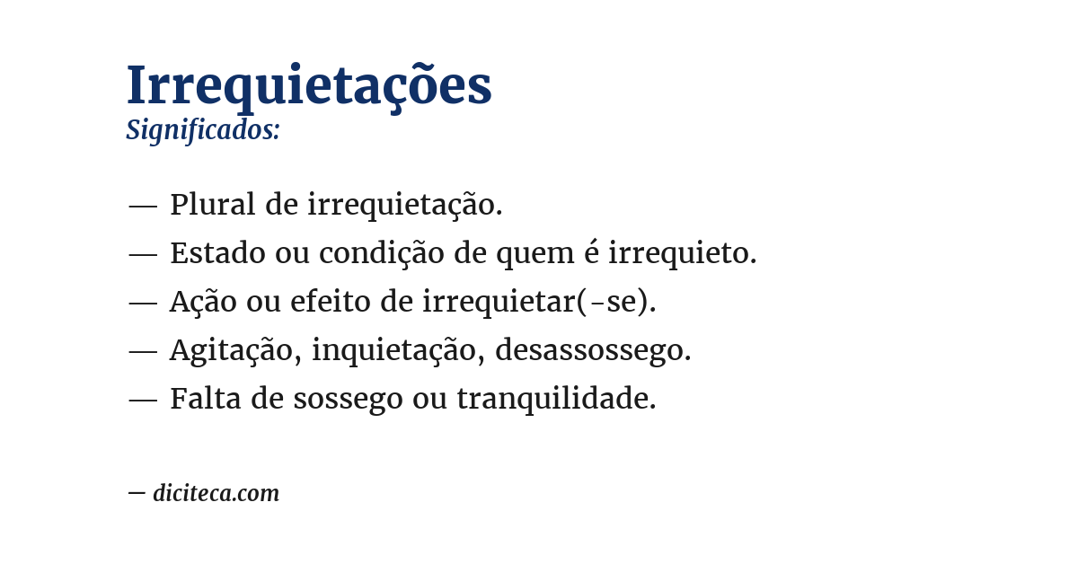 Significado de irrequietações