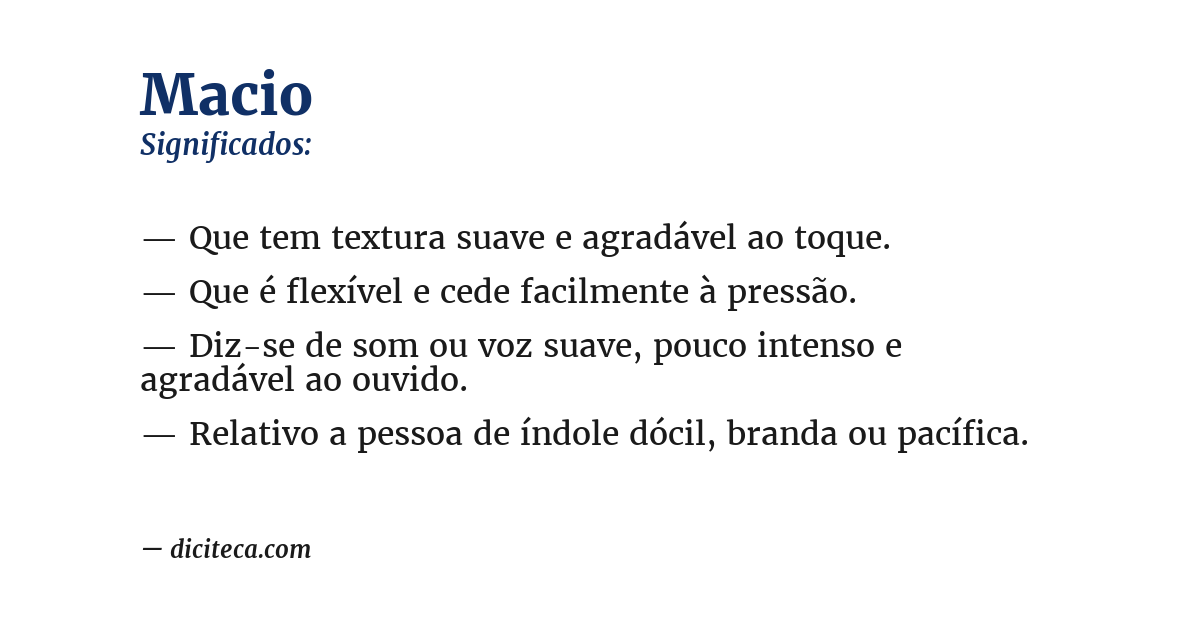 Significado de macio