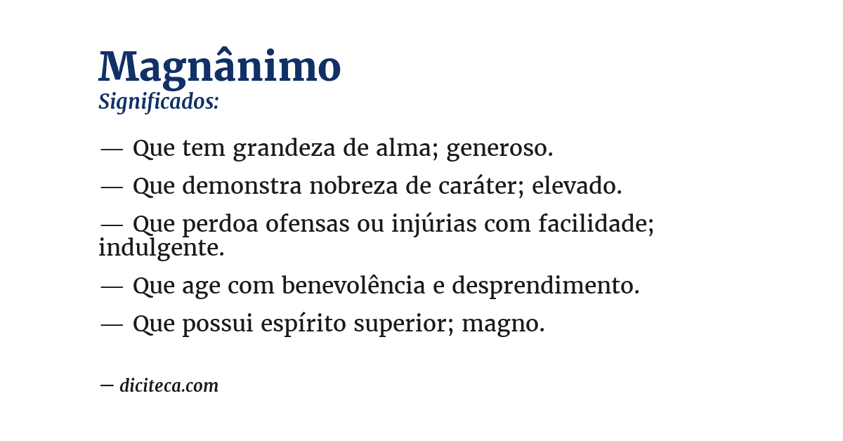 Significado de magnânimo