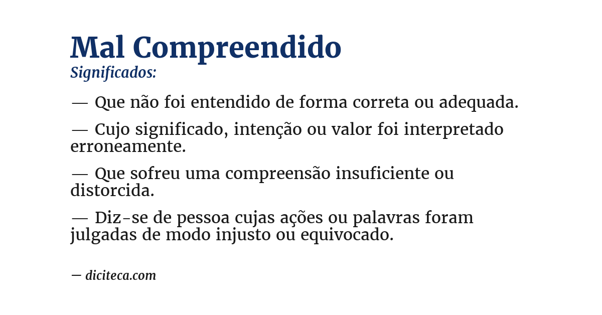 Significado de mal compreendido